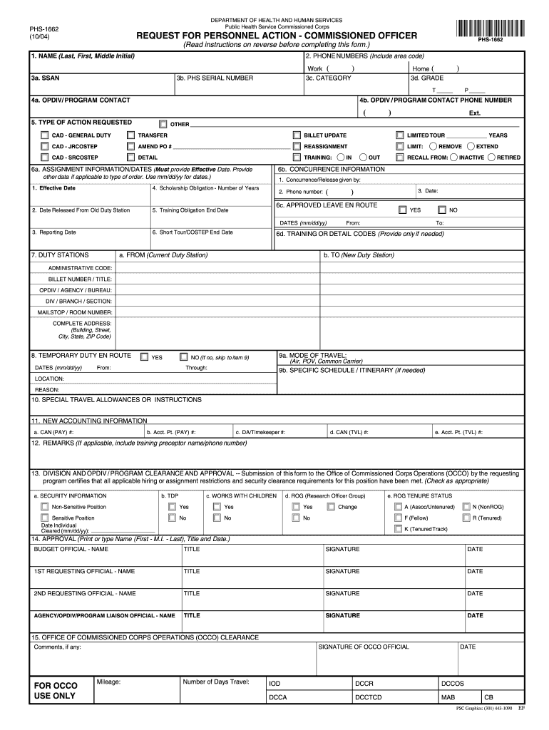 Phs 1662 Form