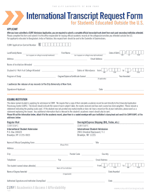 Get and Sign Cuny Transcript 2011-2022 Form