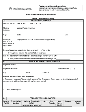 Kaiser Permanente Stamp  Form