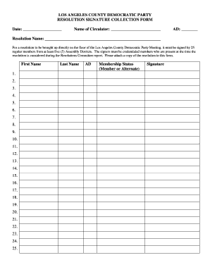 Templates for Signature Collection  Form