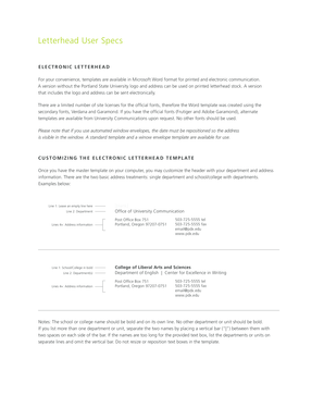 Letterhead User Specs Portland State University Pdx  Form