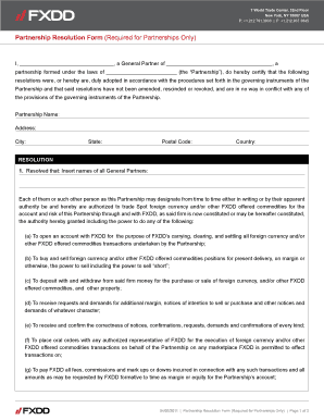 Partnership Resolution Template  Form