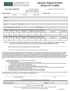 Grade Forgiveness Usf  Form