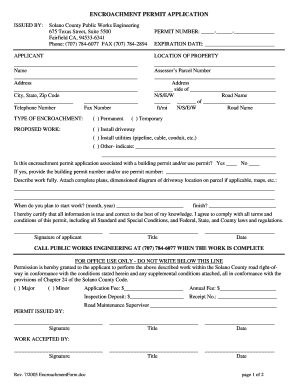 Solano County Encroachment Permit Form