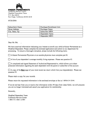 Kaiser Dependent Certification Form