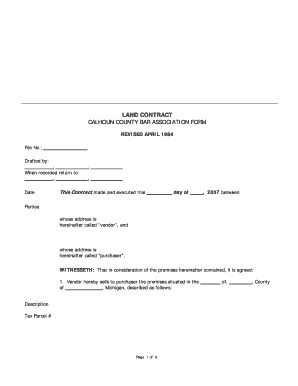 Calhoun County Bar Association Land Contract Form