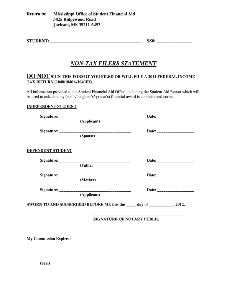 Student Statement Form