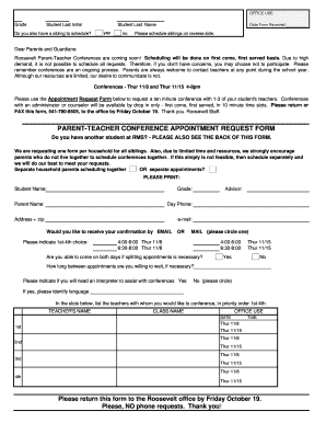 Parent Teacher Conference Request Letter  Form