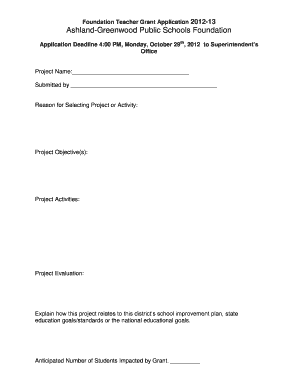 Foundation Grant Application Ashland Greenwood  Form