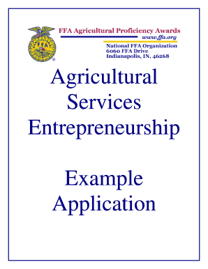 Agricultural Services Entrepreneurship Example Application Ffa  Form