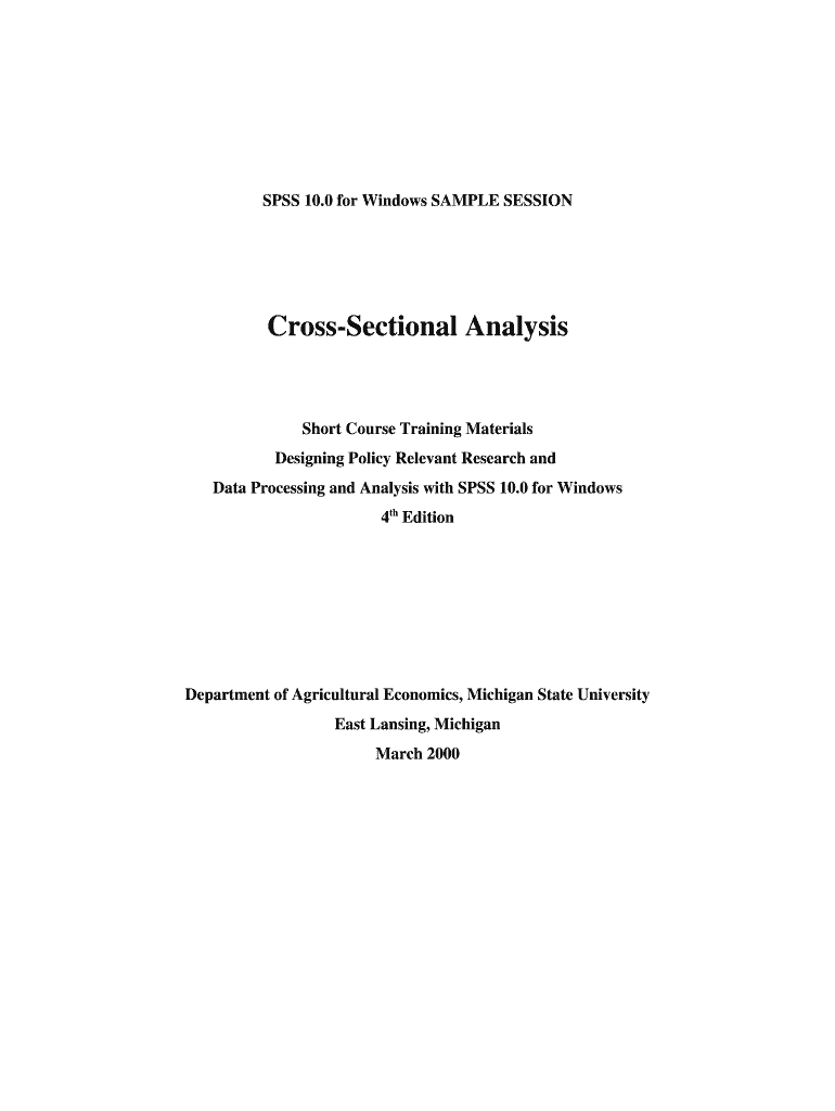 Cross Sectional Analysis Department of Agricultural Economics Aec Msu  Form