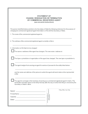Statement of Change, Resignation or Termination Idaho Secretary  Form