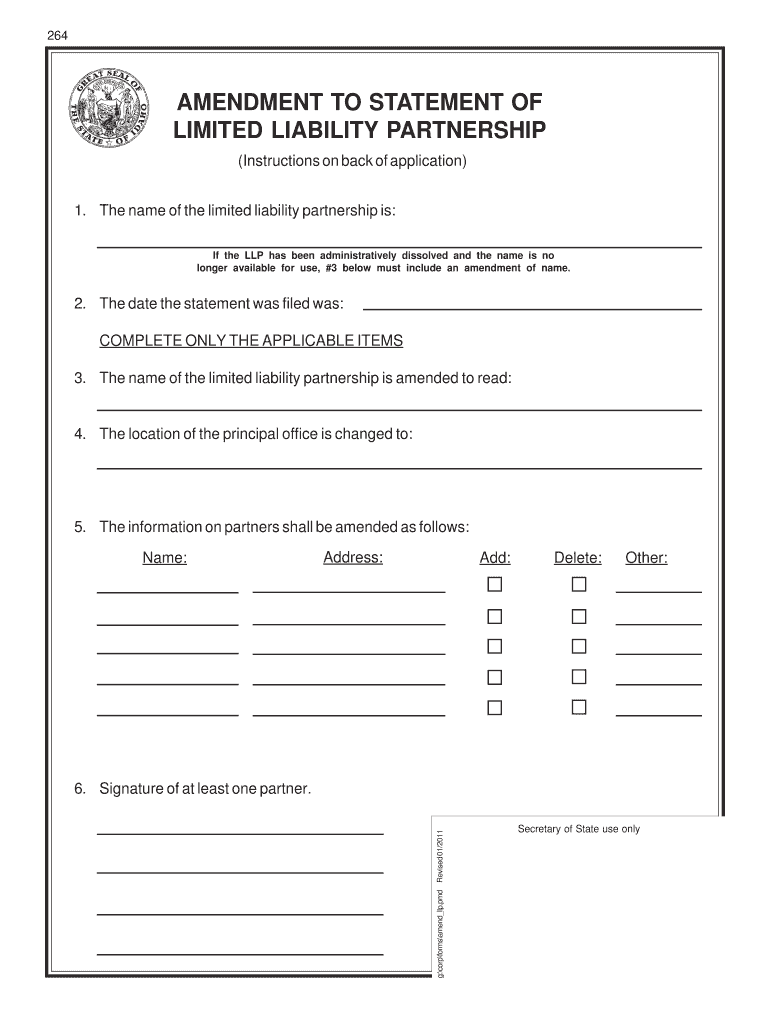 AMENDMENT to REGISTRATION of LIMITED LIABILITY  Form