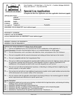 Special Use Application City of Frankfort  Form