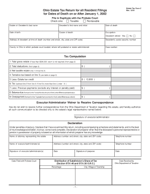 OHIO ESTATE TAX RETURN and Allen County Auditor&#039;s  Form