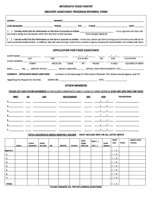 INTERFAITH FOOD PANTRY GROCERY ASSISTANCE PROGRAM  Form