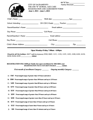 REGISTRATION and AGREEMENT FORM City of Sacramento Cityofsacramento