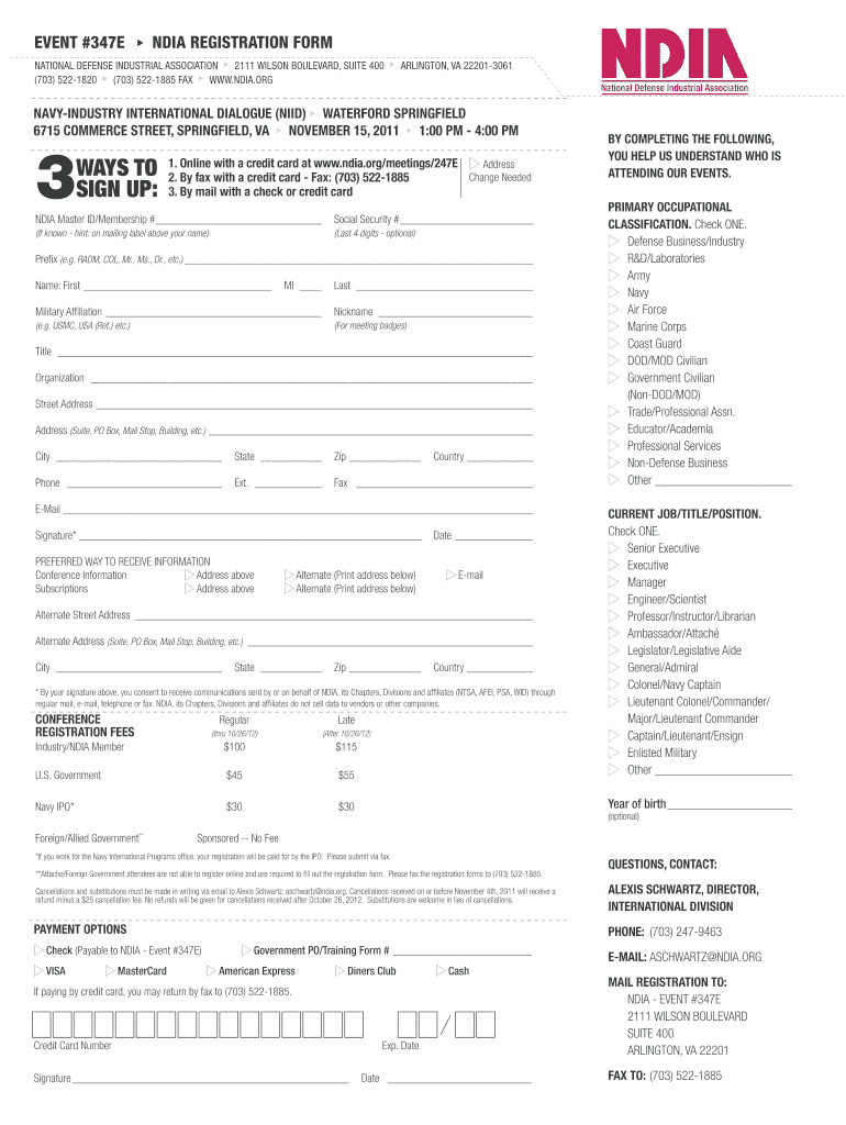 Available Here National Defense Industrial Association Ndia  Form