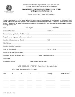 Suggested Pesticide Recordkeeping Form Florida