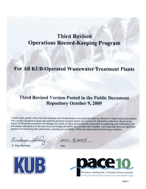 Third Revised Operations Record Keeping Program for Review  Form