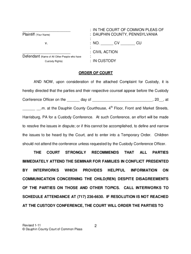 Dauphin County Custody Forms