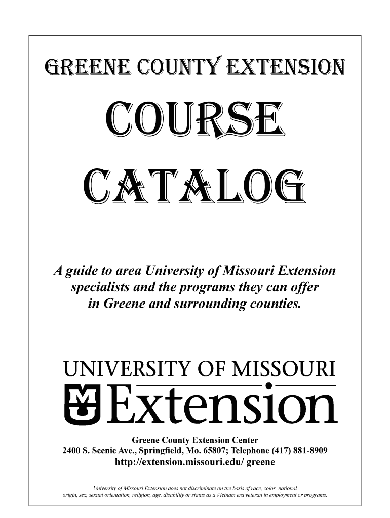 Greene County Extension Course Catalog University of Missouri Extension Missouri  Form