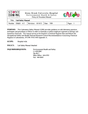 Laboratory Safety Manual Stony Brook University Stonybrook  Form