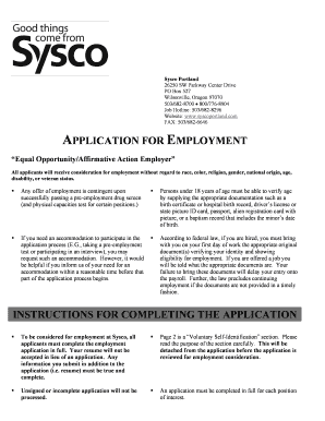 Sysco Portland Oregon  Form