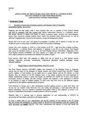 APPLICATION of the HAZARD ANALYSIS CRITICAL CONTROL POINT  Form