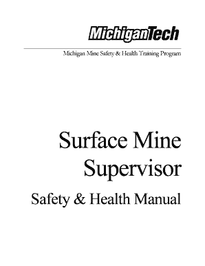 Supervisor Safety Manual Michigan Mine Safety and Health Mine Safety Mtu  Form