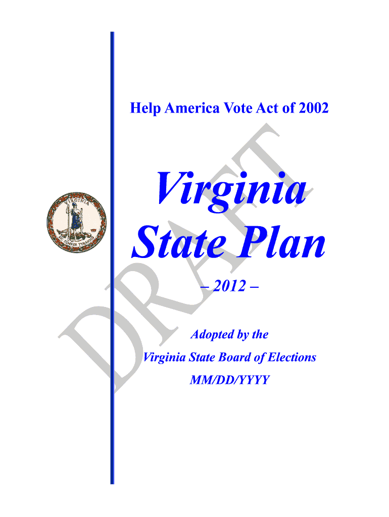 Help America Vote Act of Virginia State Board of Elections Sbe Virginia  Form