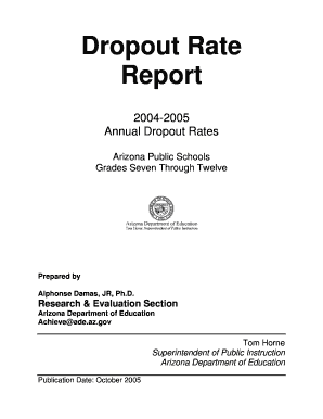 Dropout Rate Report Arizona Department of Education  Form