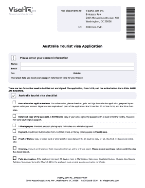 Visa to Australia  Form