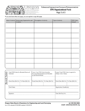 CPD Organizational Form State of Oregon Oregon