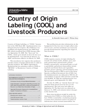 Country of Origin Labeling COOL and Livestock Producers Cals Uidaho  Form