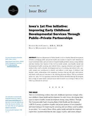 Iowa&#039;s 1st Five Initiative Improving Early Childhood Developmental Services through Public Private Partnerships Instruction  Form