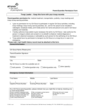 Girl Scout Permission Slip  Form
