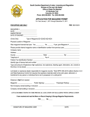 South Carolina Office of State Fire Marshal South Carolina  Form