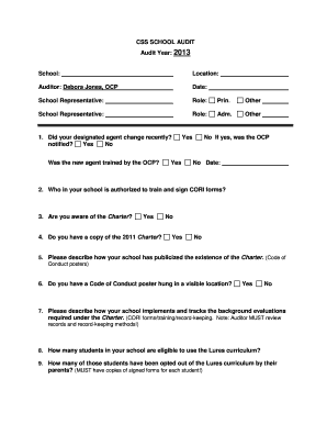 OCP School Audit Form