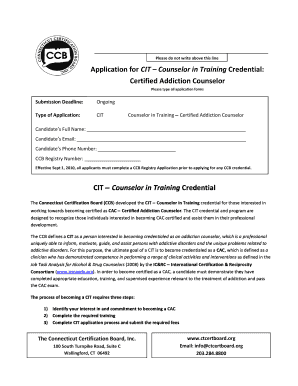 CIT Application November Connecticut Certification Board, Inc  Form