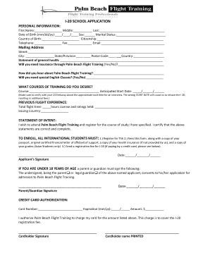 I 20 Application Palm Beach Flight Training  Form