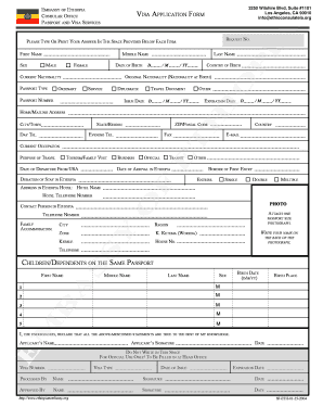 VISA APPLICATION FORM CHILDRENDEPENDENTS on the Ethiopianconsla