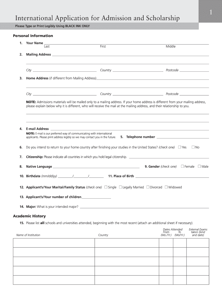 Bar College International Application Form Fill Out And Sign