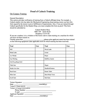 Proof of Caltech Training Its Caltech  Form