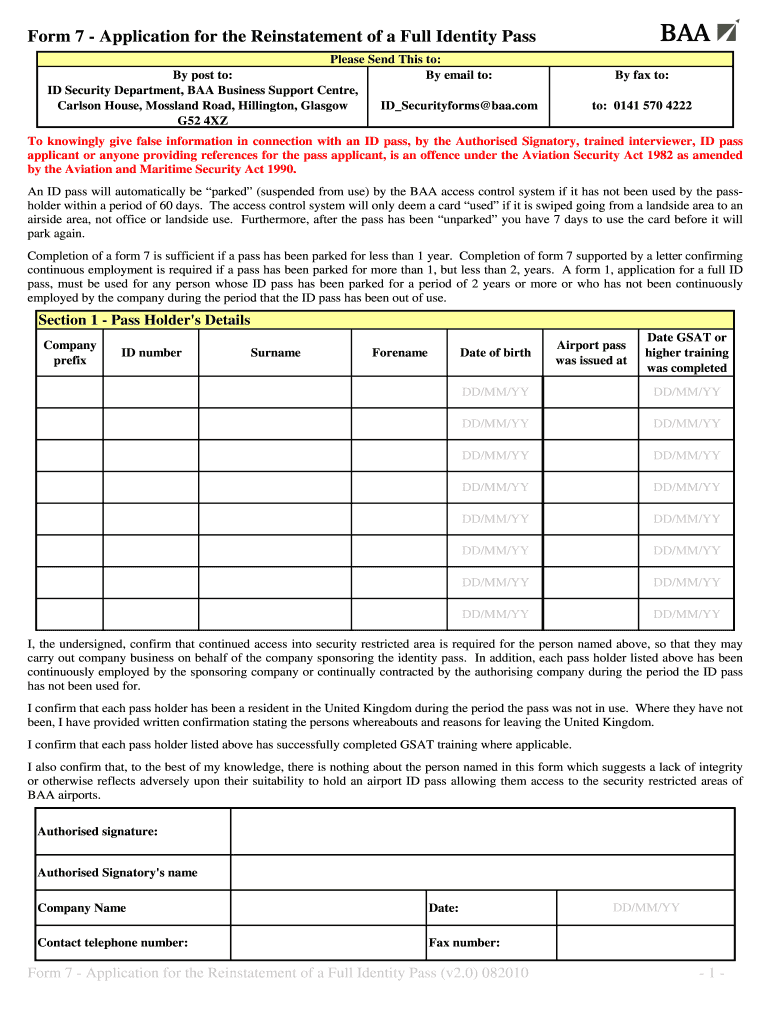  Online Forms Baa 2010-2024