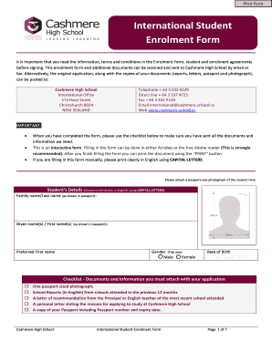 International Student Enrolment Form