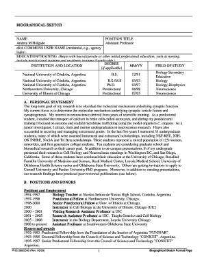 biosketch personal statement length