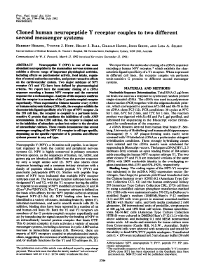 Cloned Human Neuropeptide Y Receptor Couples to Two Different  Form