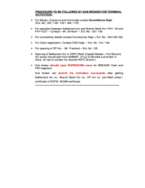 PROCEDURE to BE FOLLOWED by SUB ISE Securities  Form