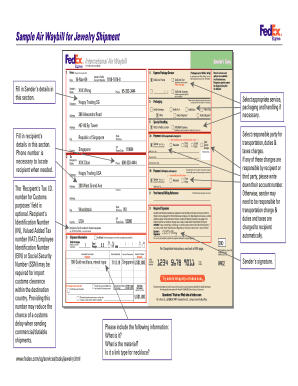 Sample Air Waybill for Jewelry Shipment FedEx  Form